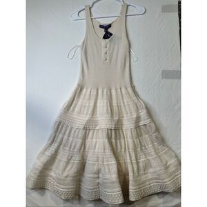 Ralph Lauren Purple Label Ivory Cashmere Linen Silk Knit Dress Size M, NWT